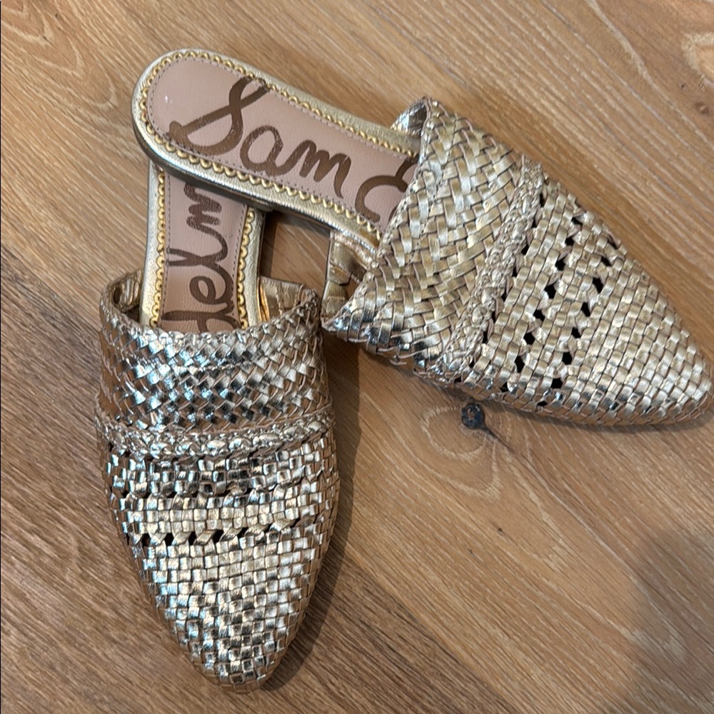 Sam Edelman Gold Woven Women's Mules